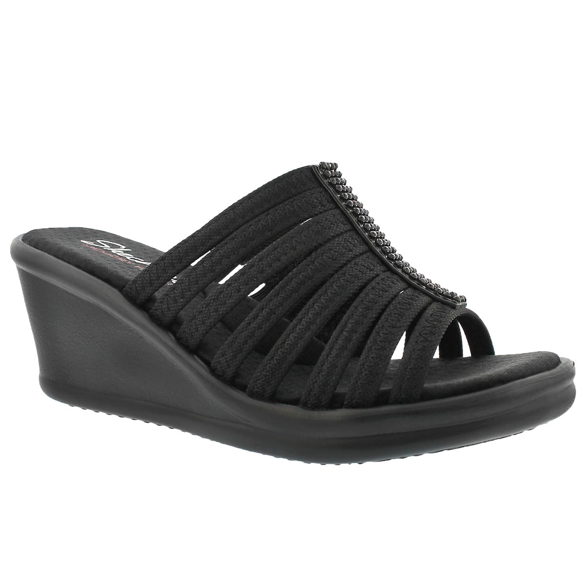 skechers black wedge sandals