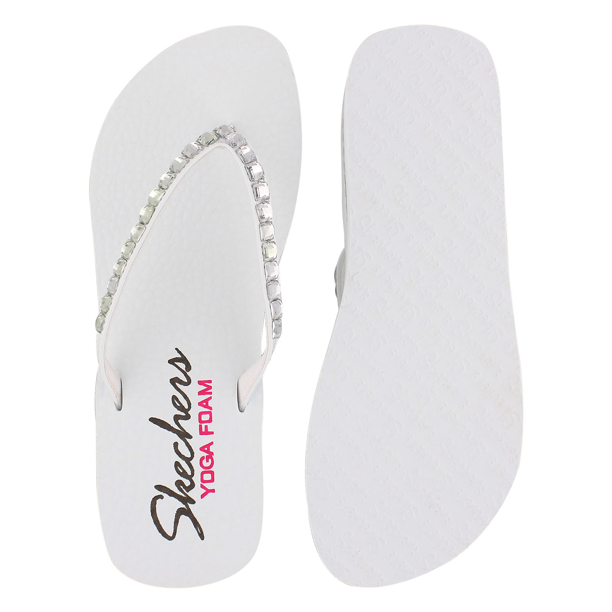 Lds Vinyasa wht pat/slvr wedge flip flop