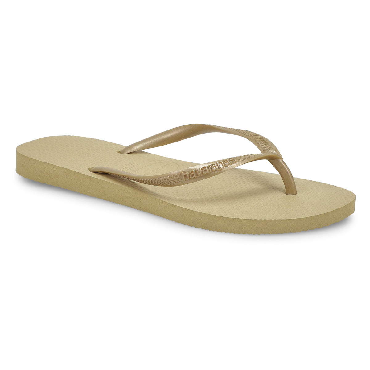Lds Slim sand grey/lt gold flip flop