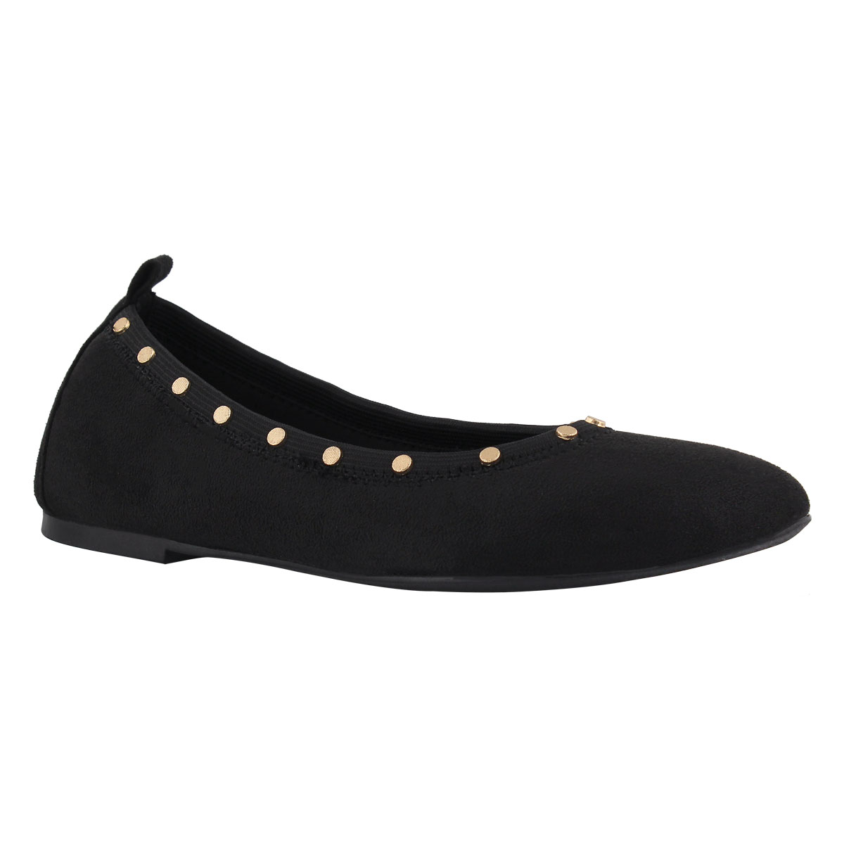 Lds Cleo black studded casual flat