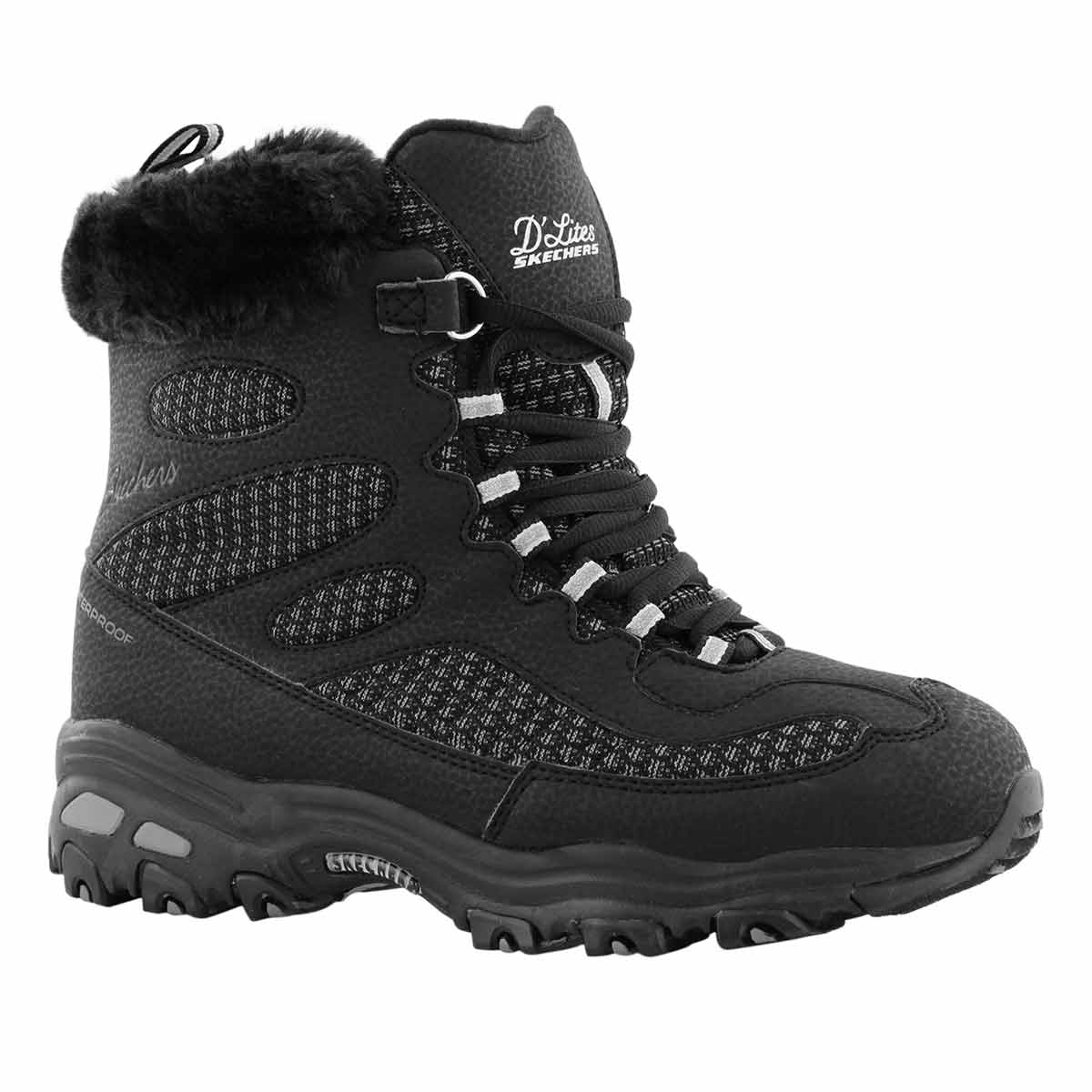 Lds D'Lites black wp lace up winter boot