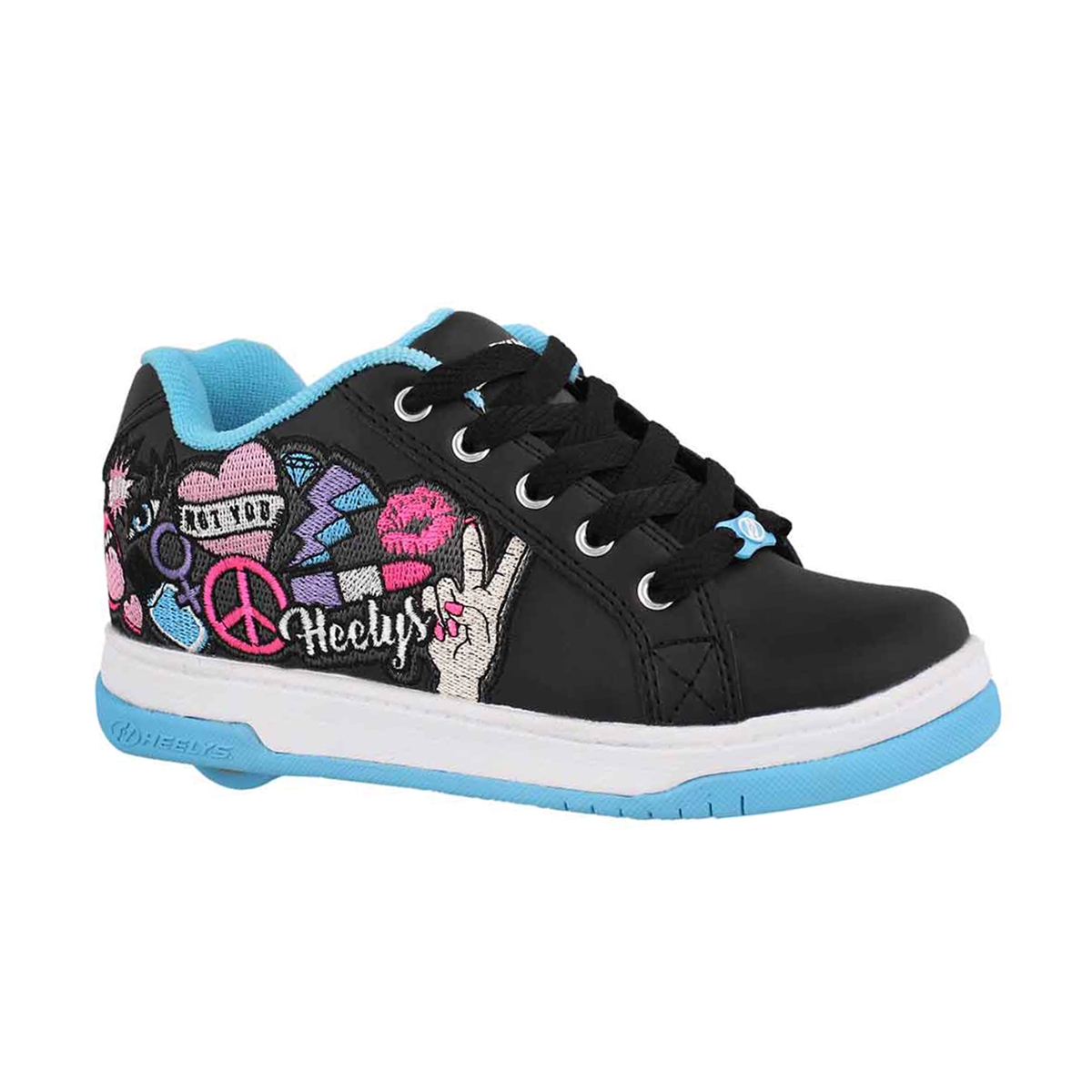 Girls' SPLIT black/aqua/peace skate sneakers
