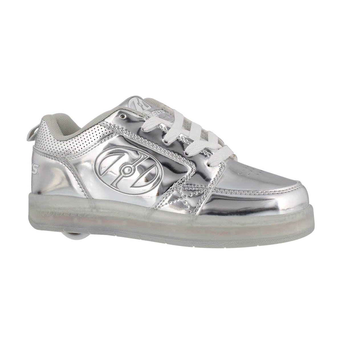 Kids' PREMIUM 1 LO silver light up skate sneakers