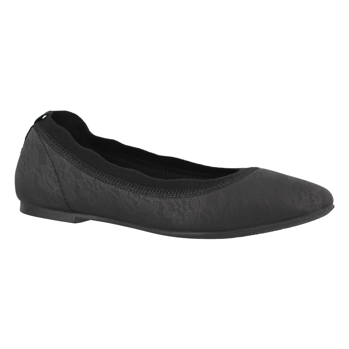 Lds Cleo black lace print casual flat