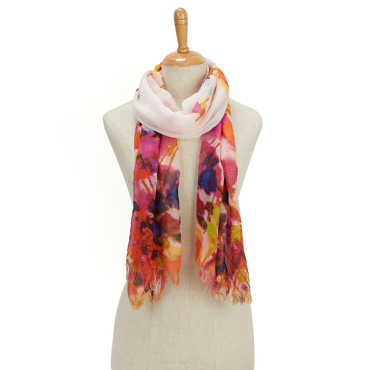 Lds GauchoGirls WaterFloral gld/pk scarf