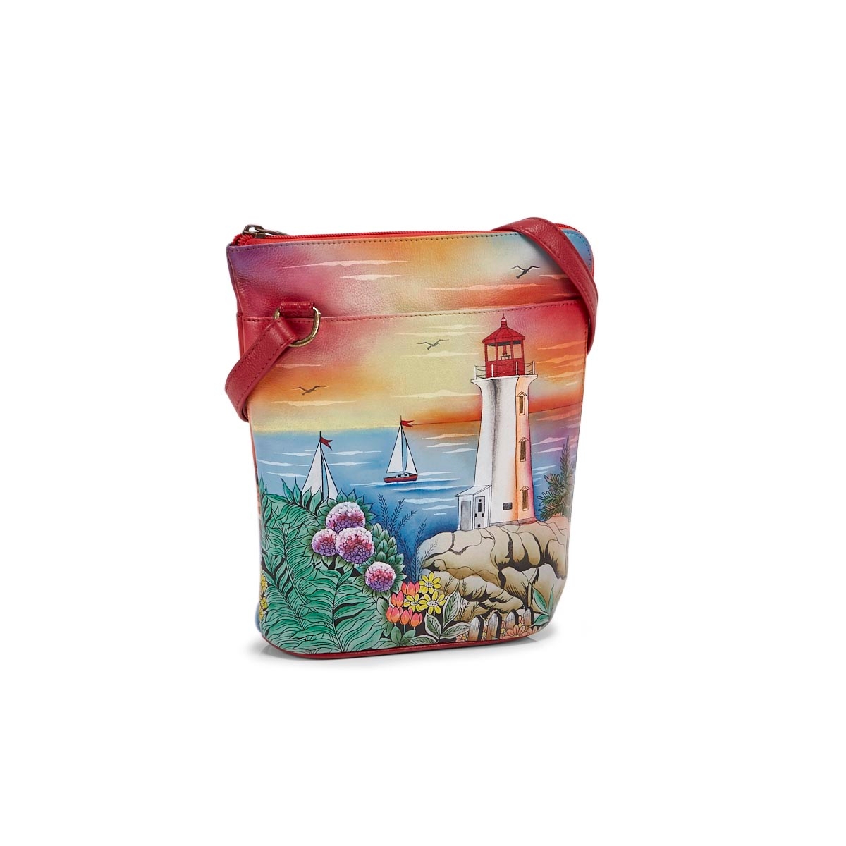 Painted lthr GuidingLight orgz crossbody