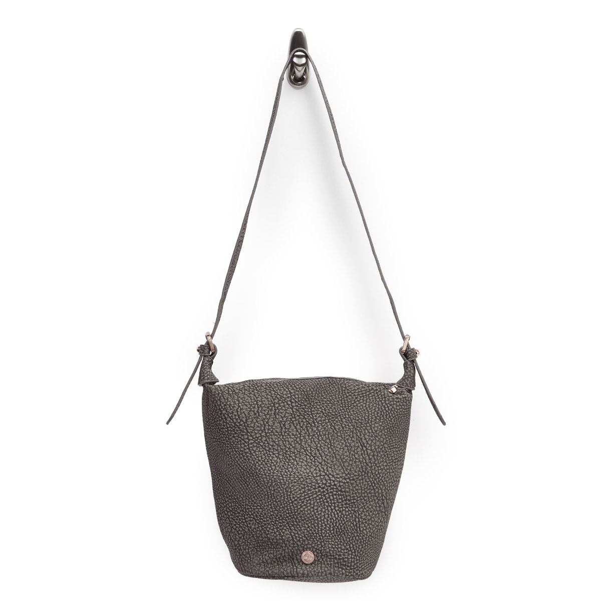 Lds grey bucket cross body bag