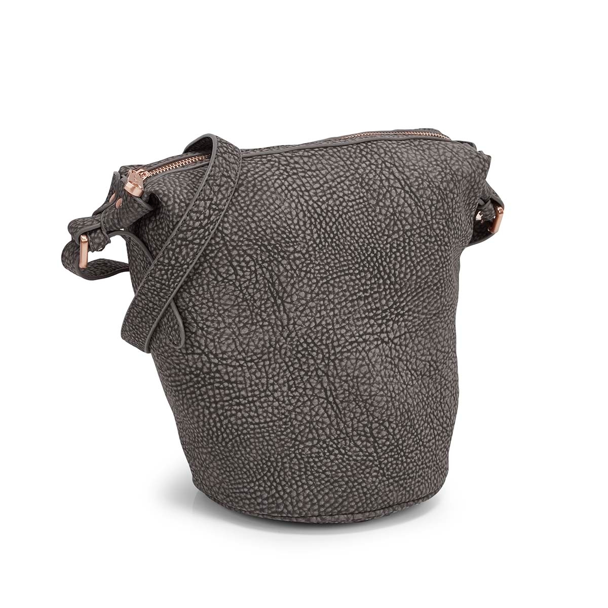 Lds grey bucket cross body bag