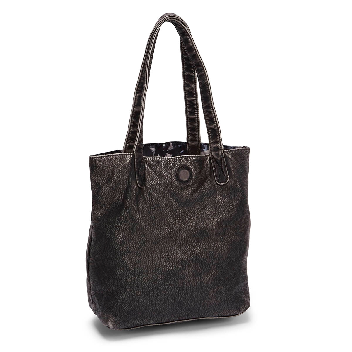 Lds black washed reversibe tote