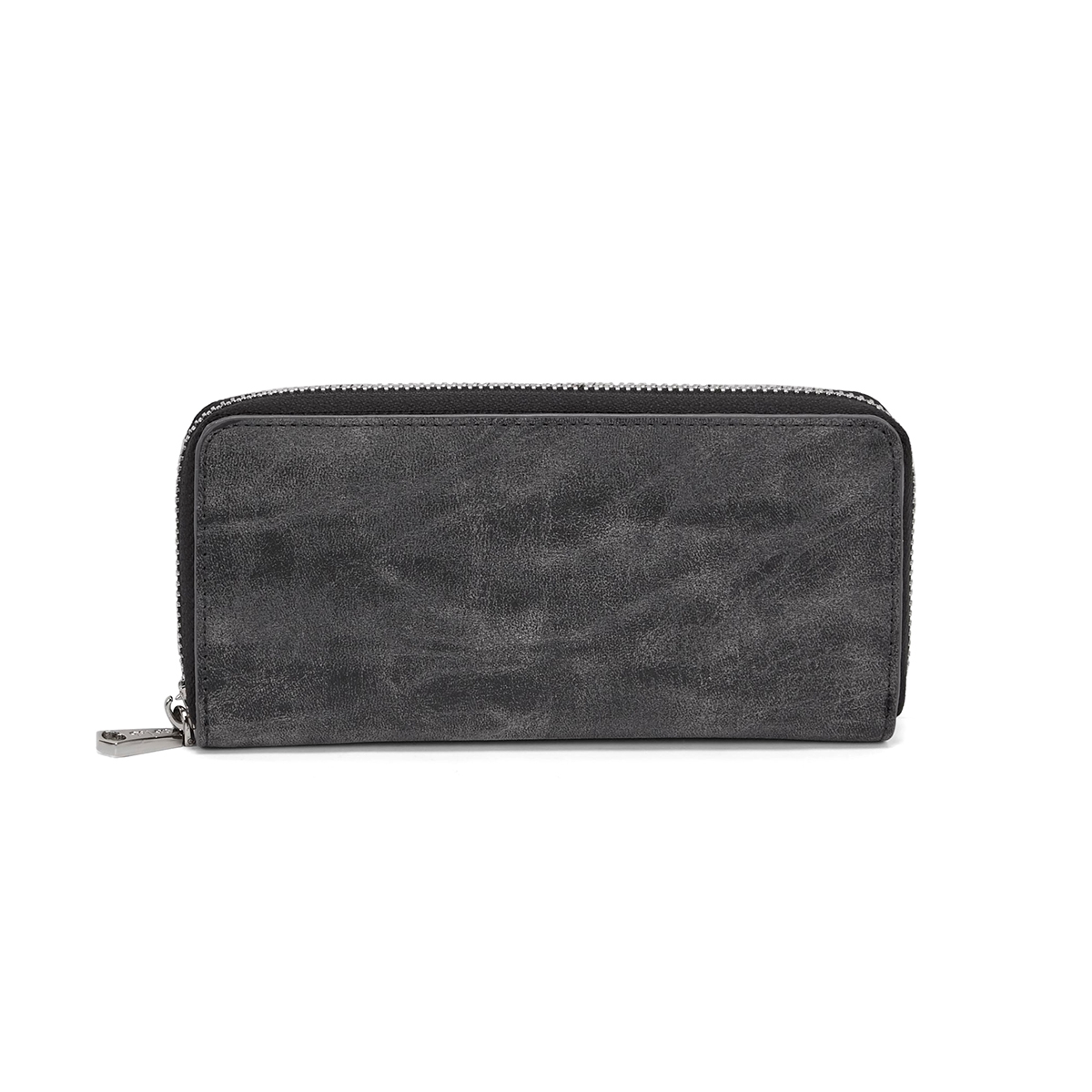 Lds dk grey zip around 4 card wallet