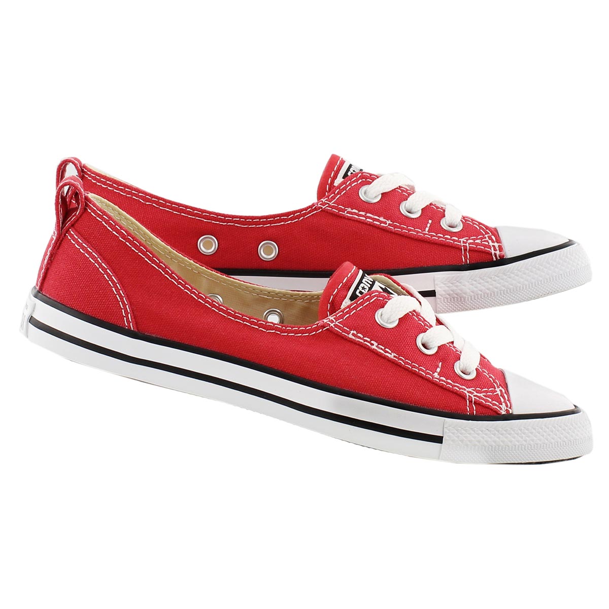 Lds CT A/S Ballet Lace red slip on
