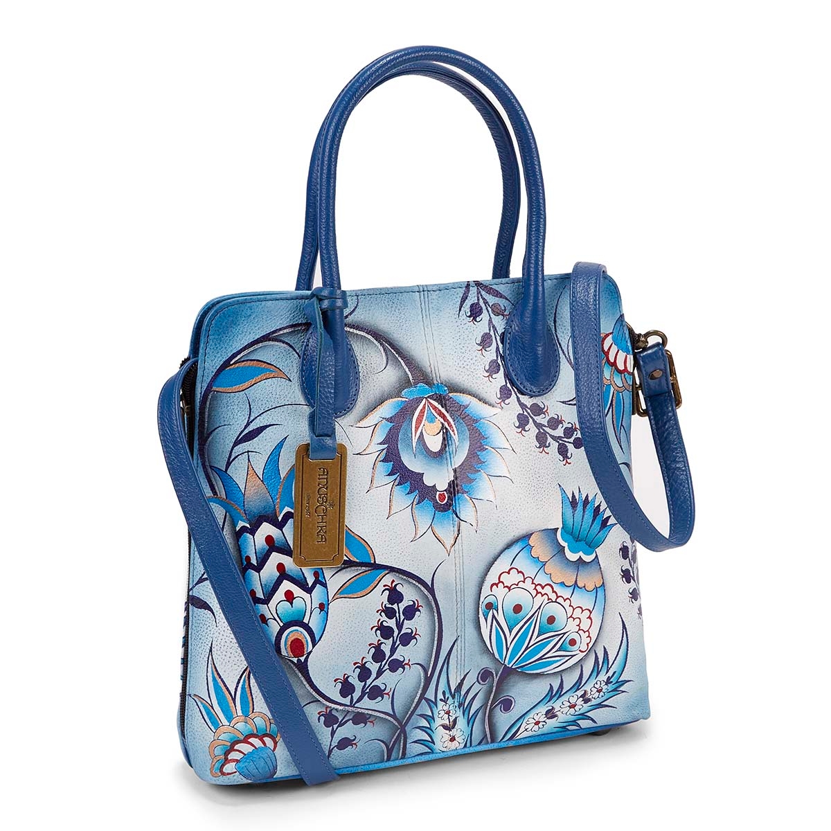 Printed lthr Bewitching Blues conv. tote