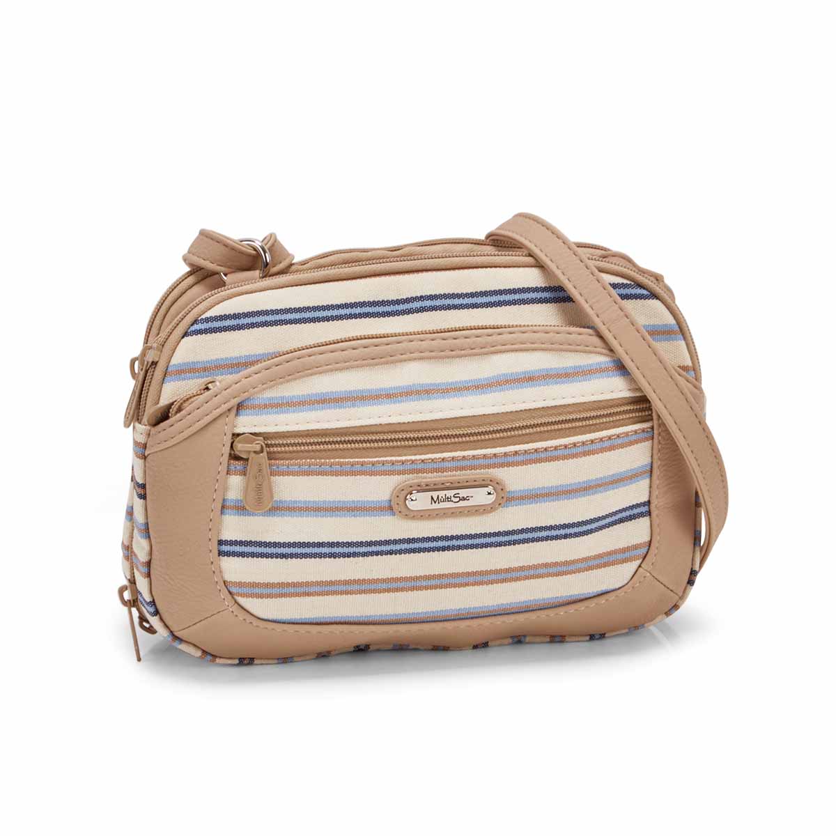 Women's TERABYTE blue/taupe stripe cross body bag