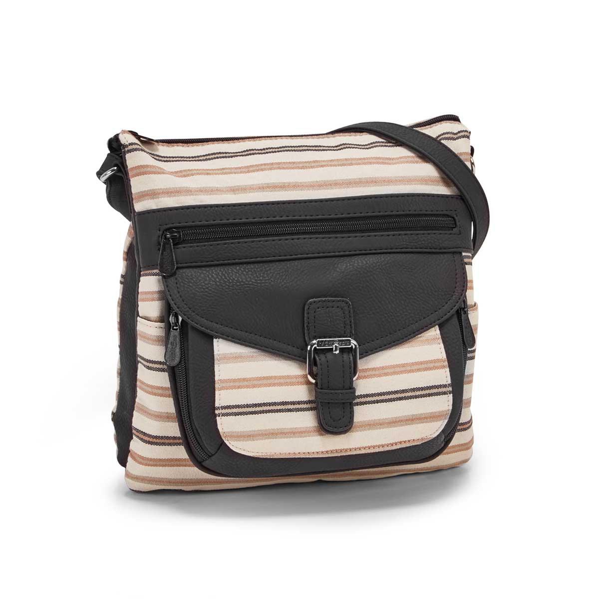 Women's CONTOUR black classic stripe crossbody bag