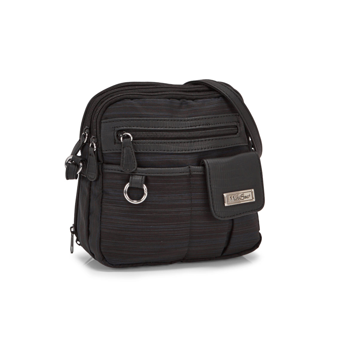 Lds blk zip around crossbody bag