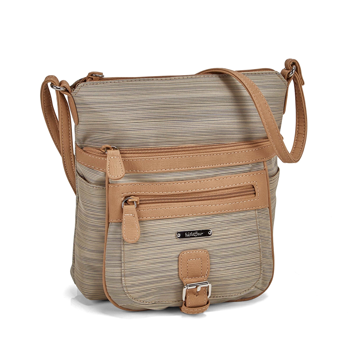 Women's chino hay top zip crossbody bag