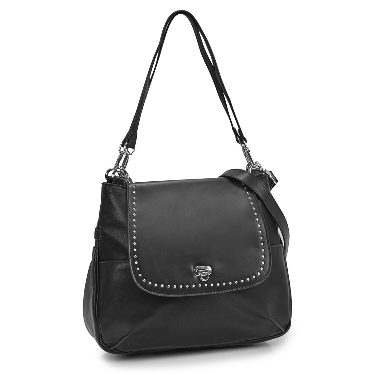 Women's DAISY black hobo with crossbody strap