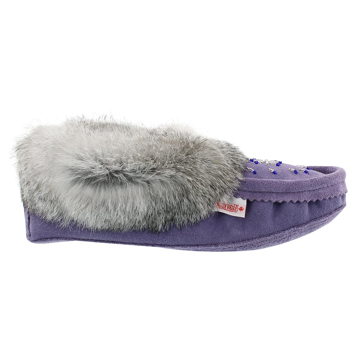 Lds purple rabbit fur moccasin