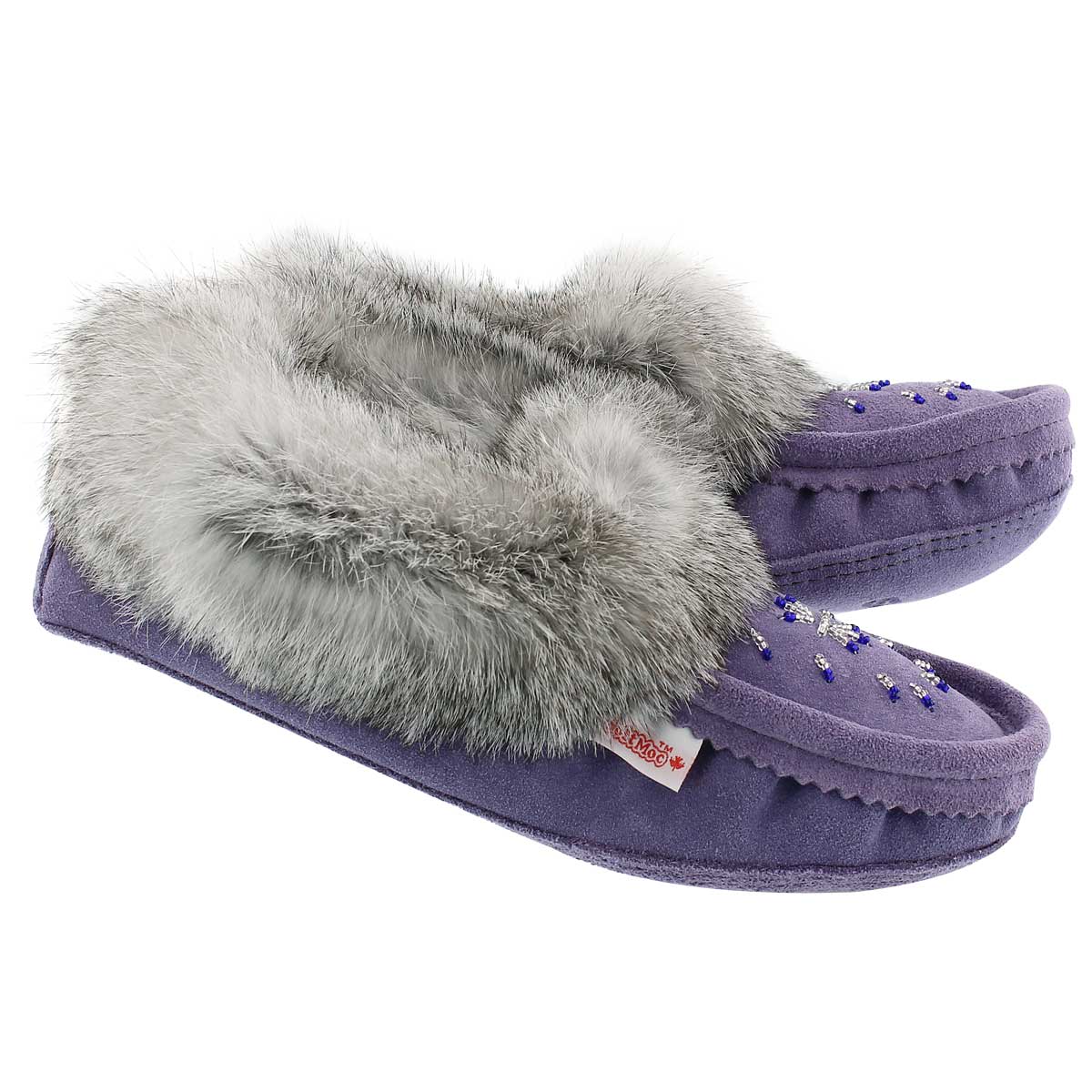 Lds purple rabbit fur moccasin