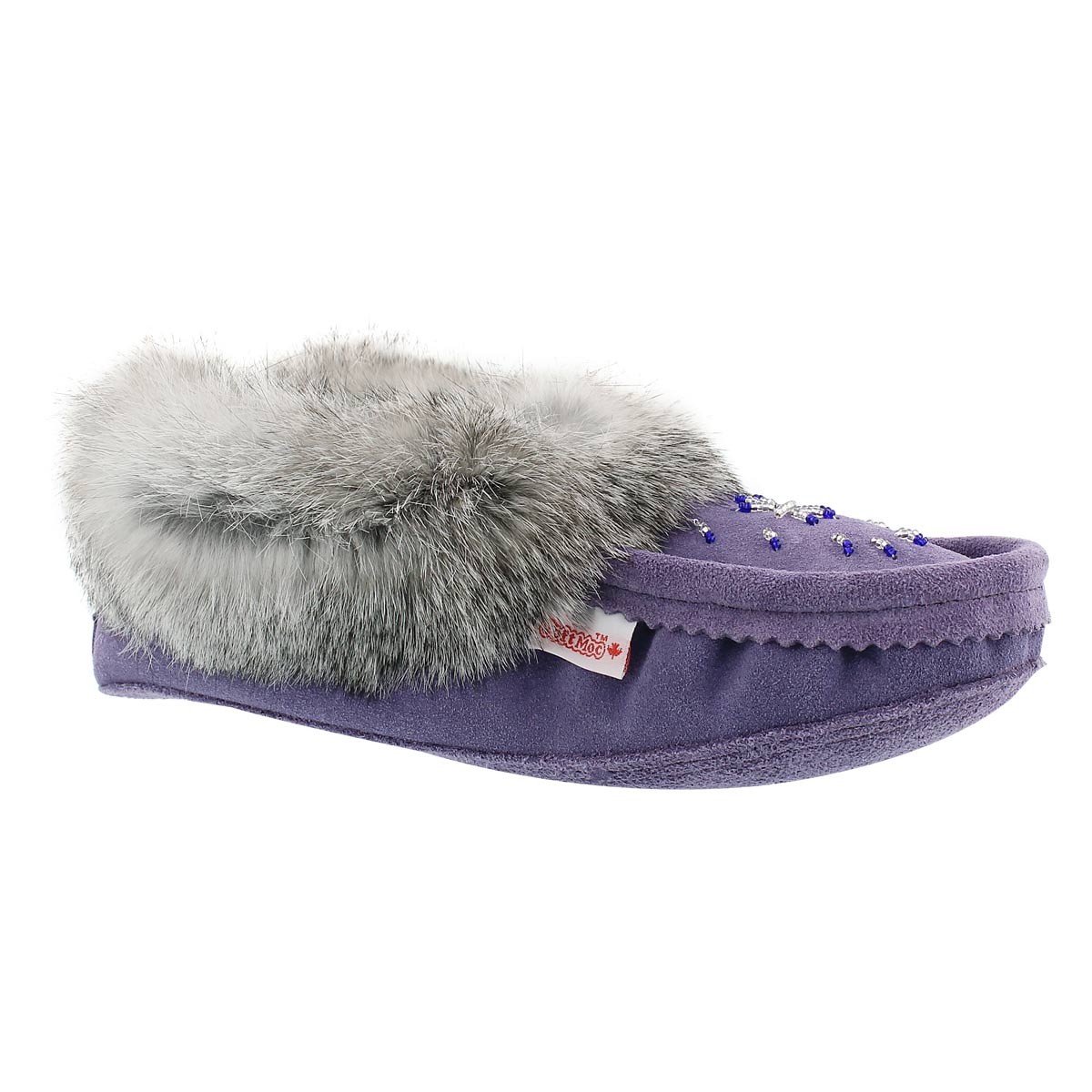 Lds purple rabbit fur moccasin