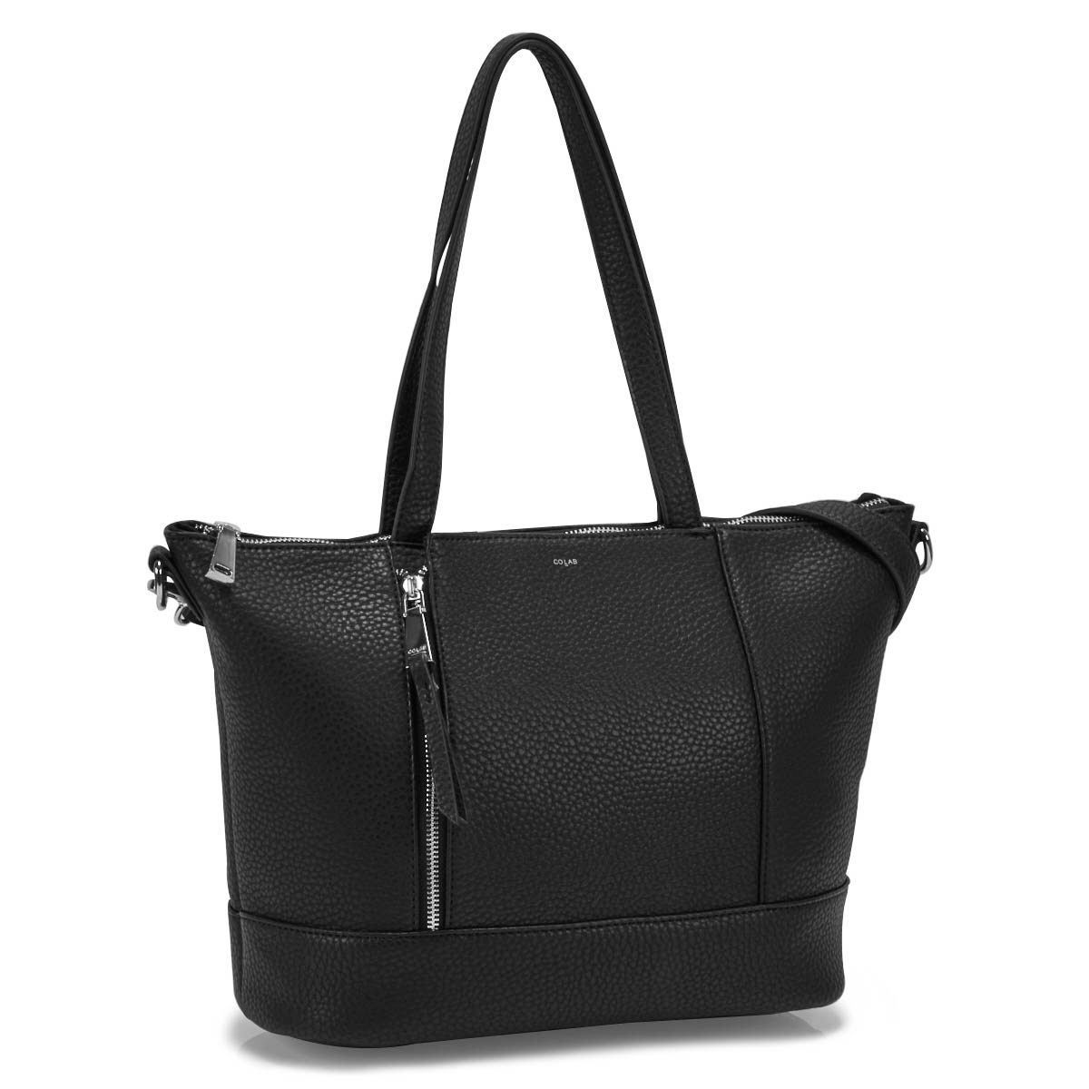 Lds black top zip large tote bag