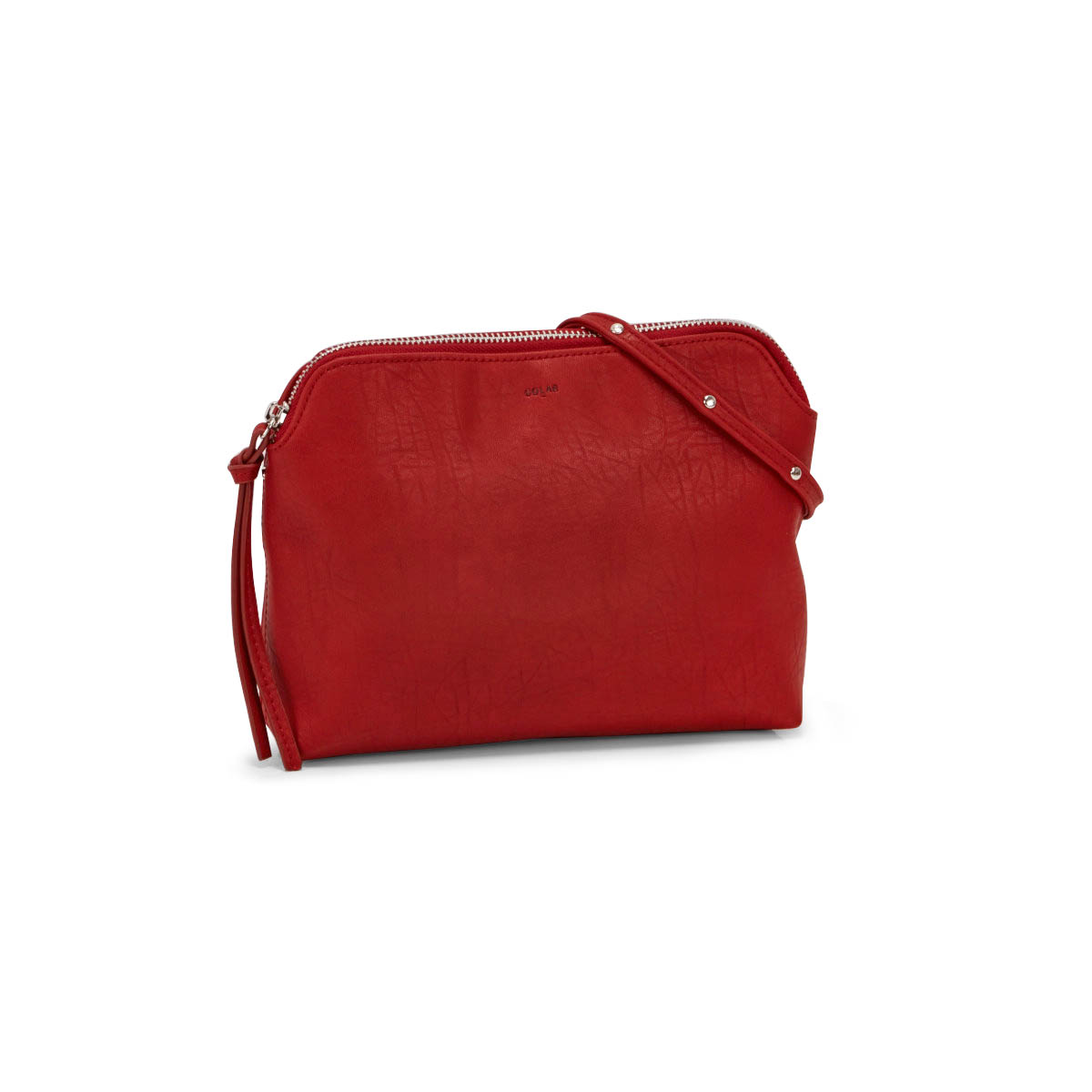 Lds red top zip cross body bag