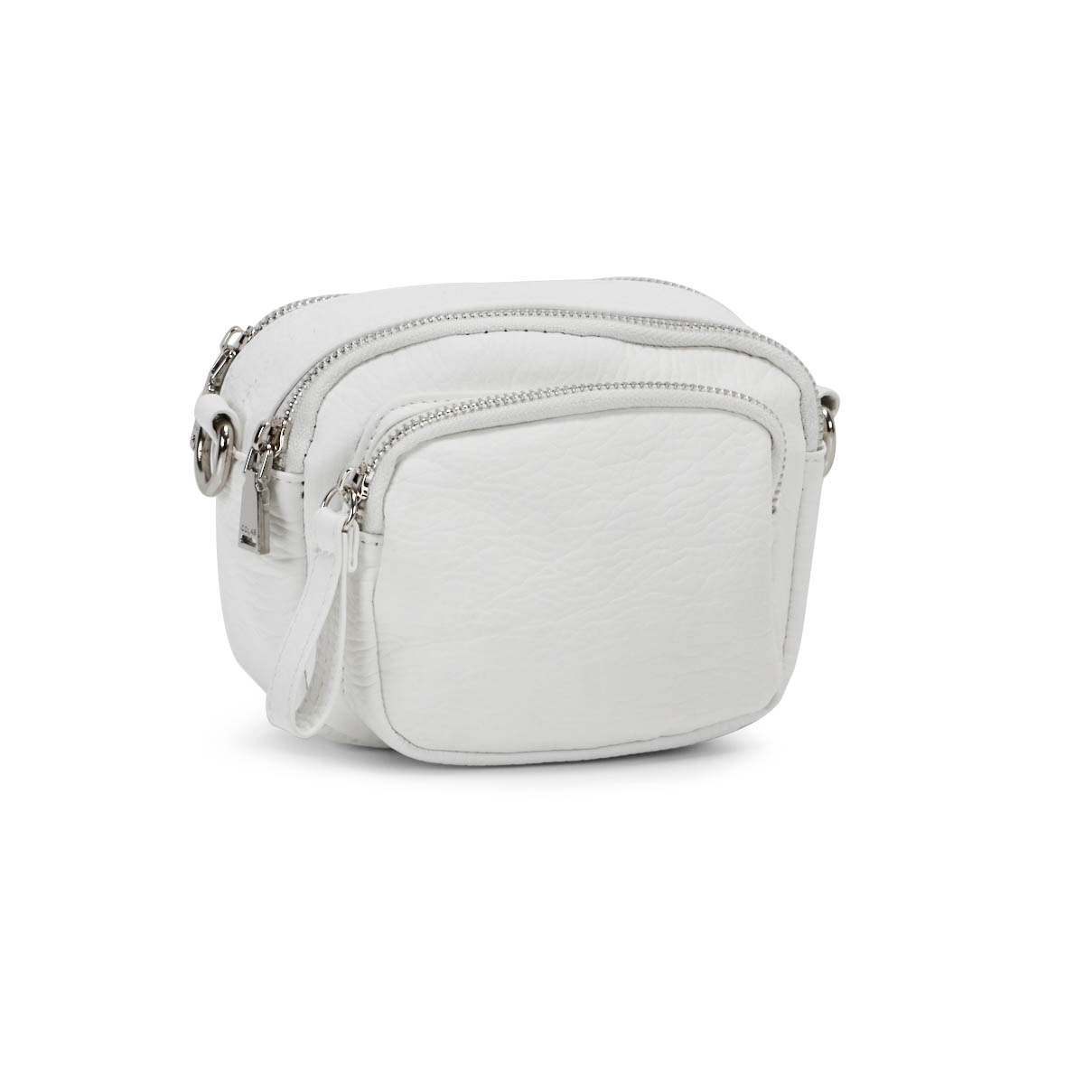 Lds white triple zip crossbody bag