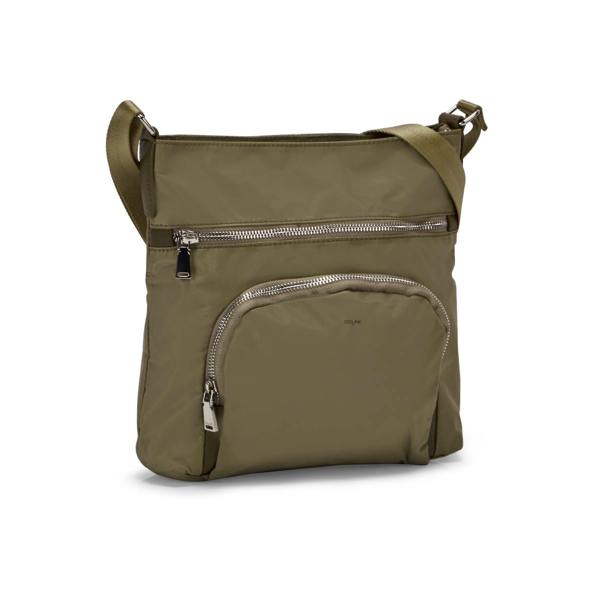 Lds khaki medium top zip crossbody bag