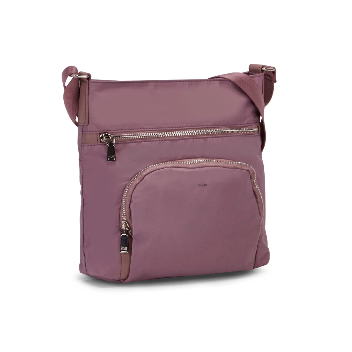 Lds mauve medium top zip crossbody bag