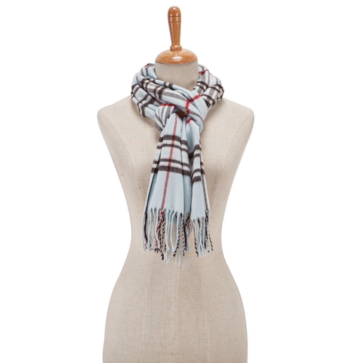 Lds Fraas Plaid light blue scarf