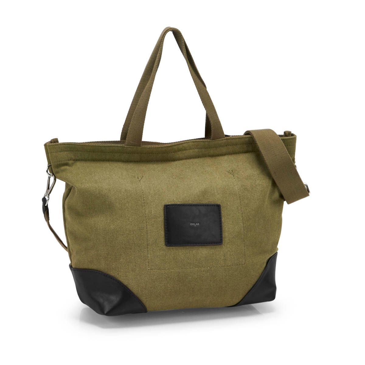 Lds khaki/black small 2 strap tote bag