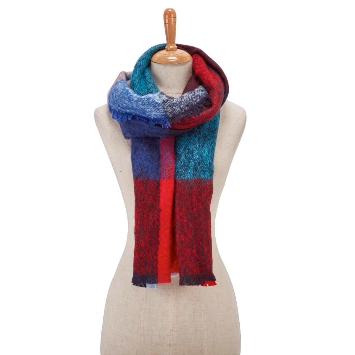 Lds Autumn Blocks Boucle navy scarf