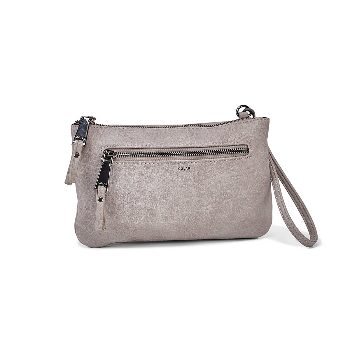 Lds grey crossbody wristlet clutch