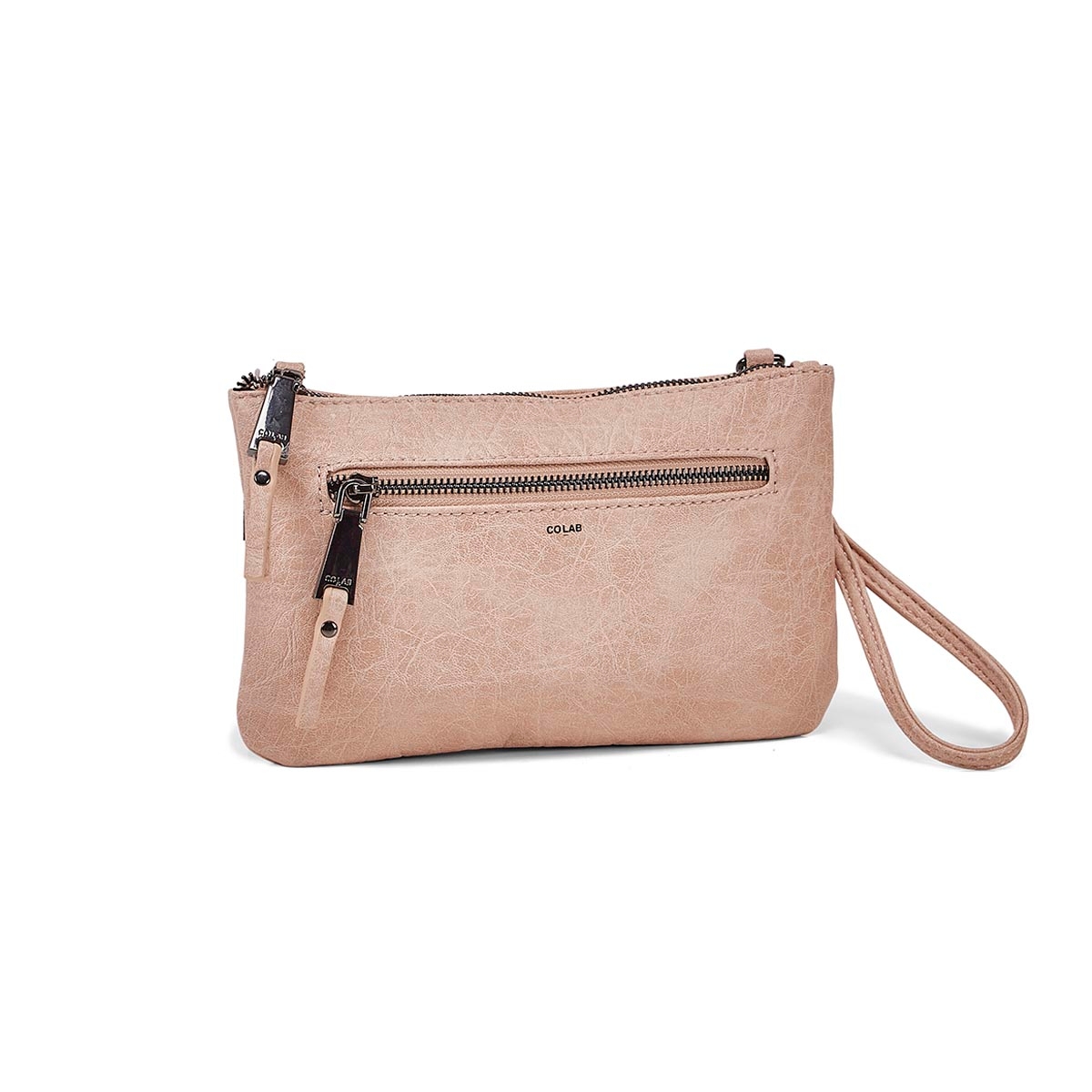 Lds shell cross body wristlet clutch