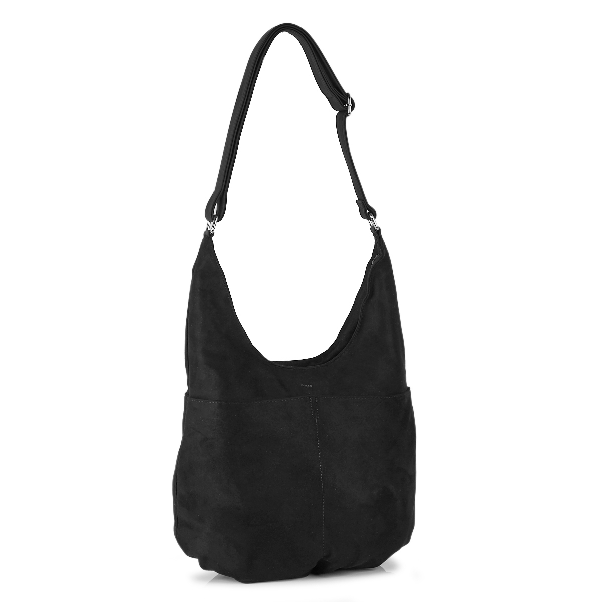 Lds black top zip cross body bag