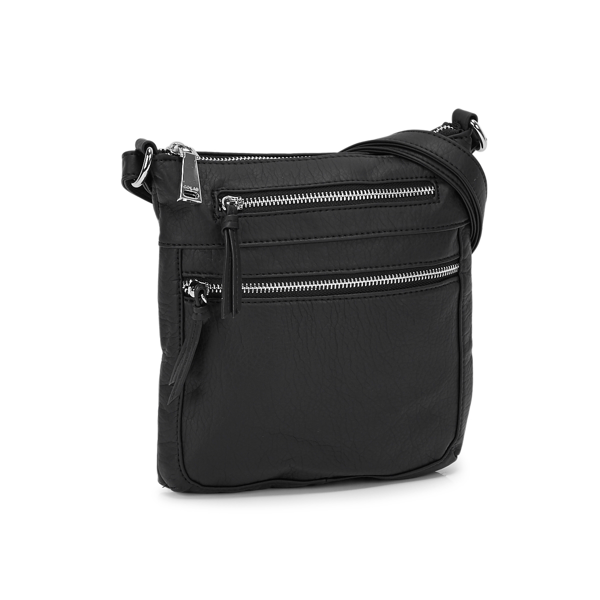 Lds Washed Vintage black flat crossbody