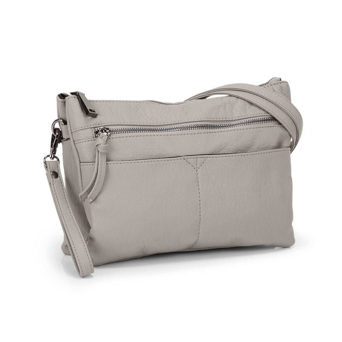 Sac-pochette band. rétro délavé gris fem