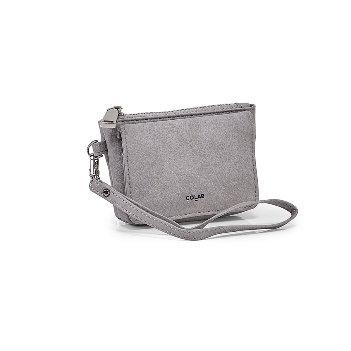Lds grey detachable strap wristlet