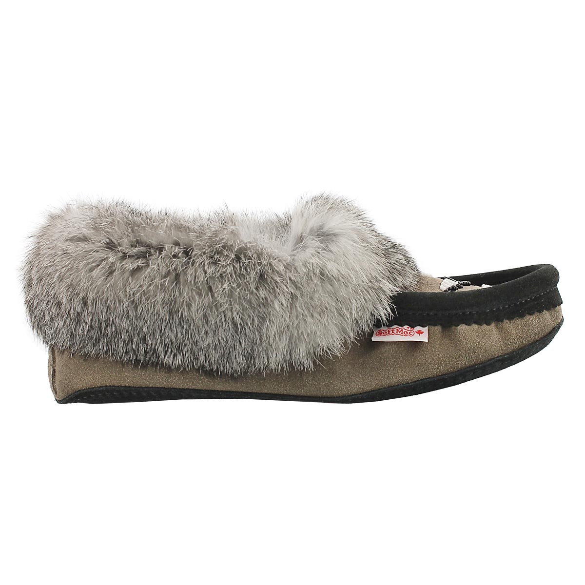 Lds grey rabbit fur moccasin