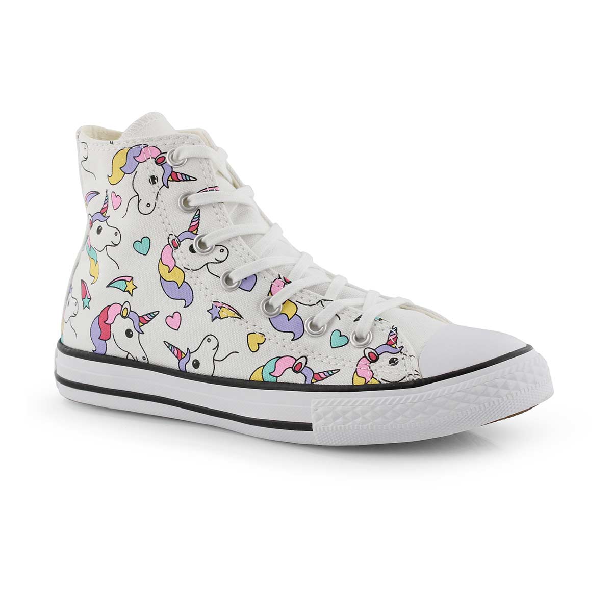 Grls CTAS Unicorn wht/rainbow hi top