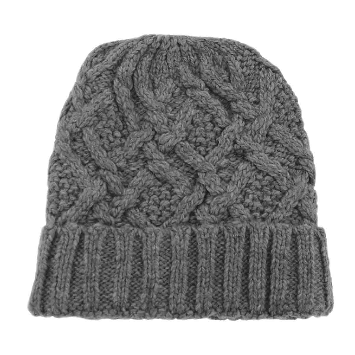 Women's CABLE KNIT grey lined hat