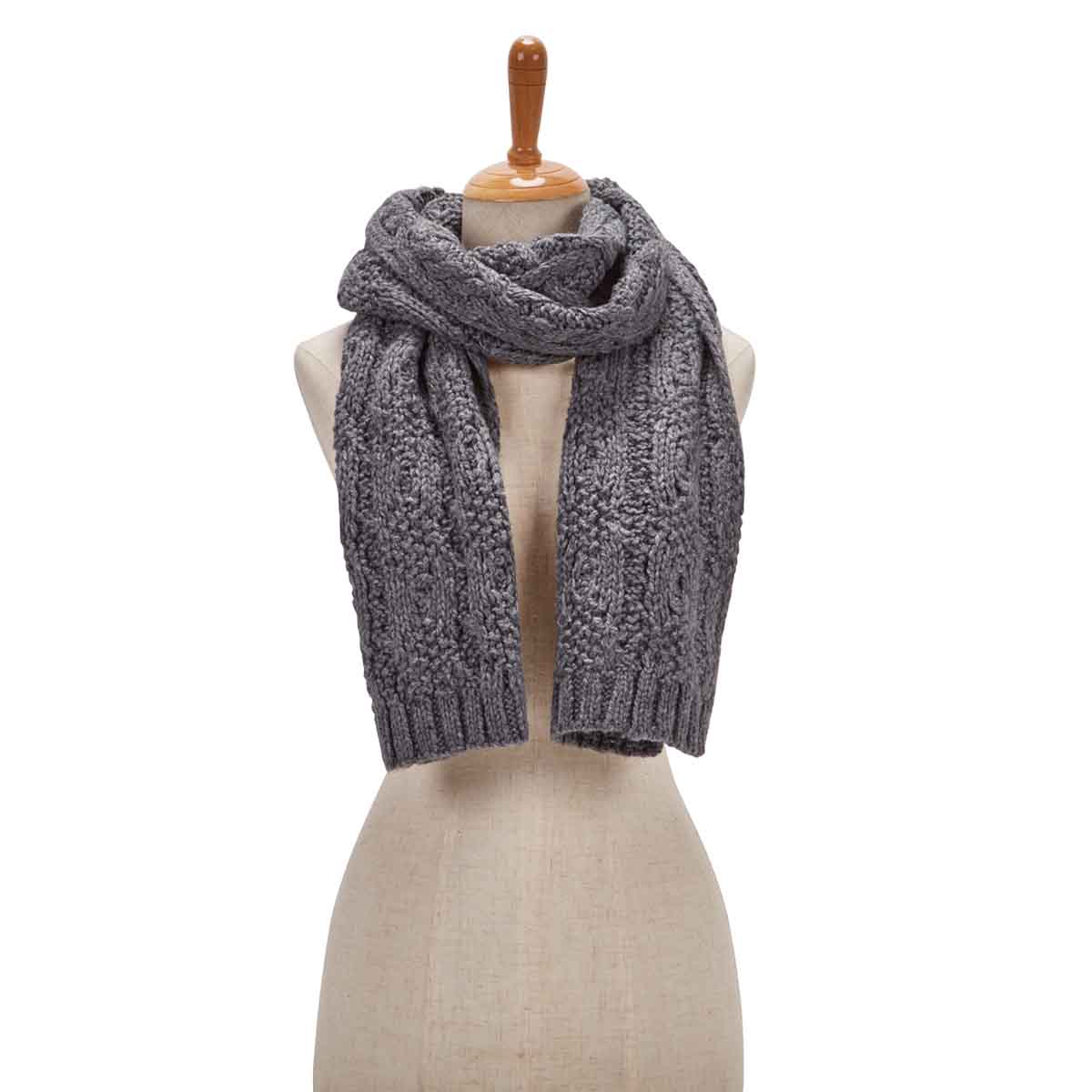Women's CABLE KNIT grey scarf