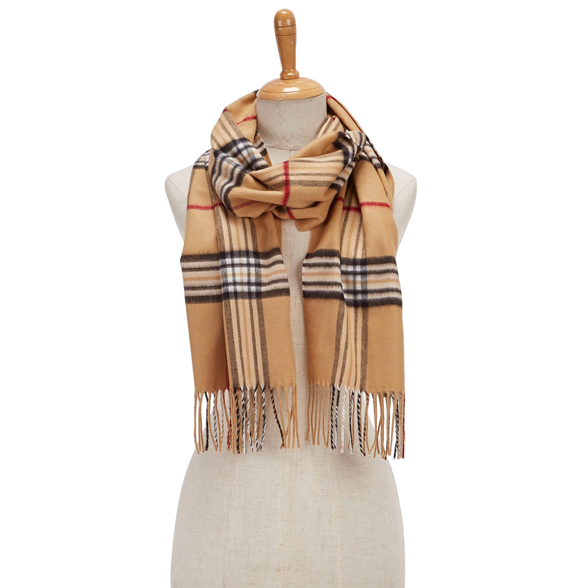 Women's FRAAS PLAID camel scarf