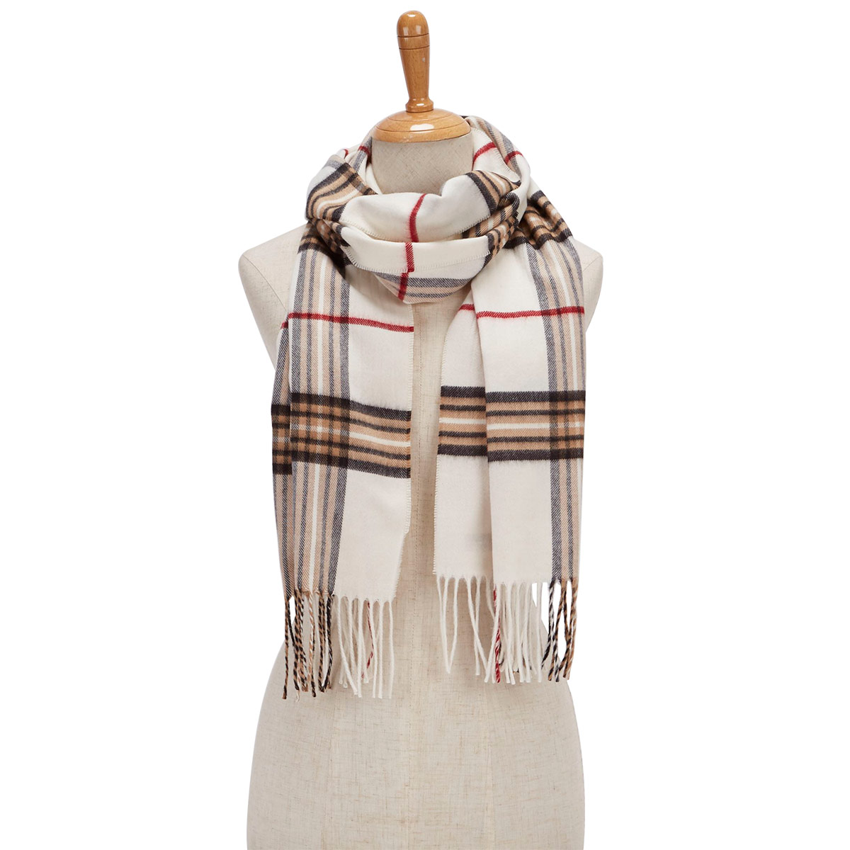 Lds Fraas Plaid ivory scarf