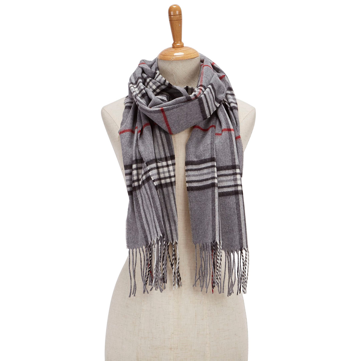 Lds Fraas Plaid grey scarf