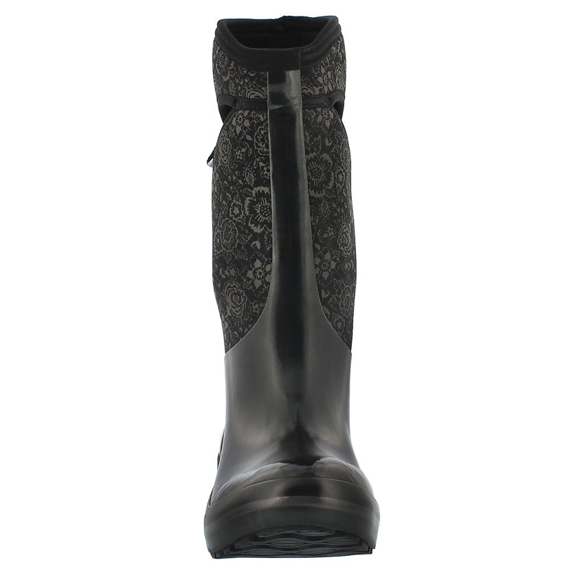Lds Plims Quilted Floral blk wtpf boot