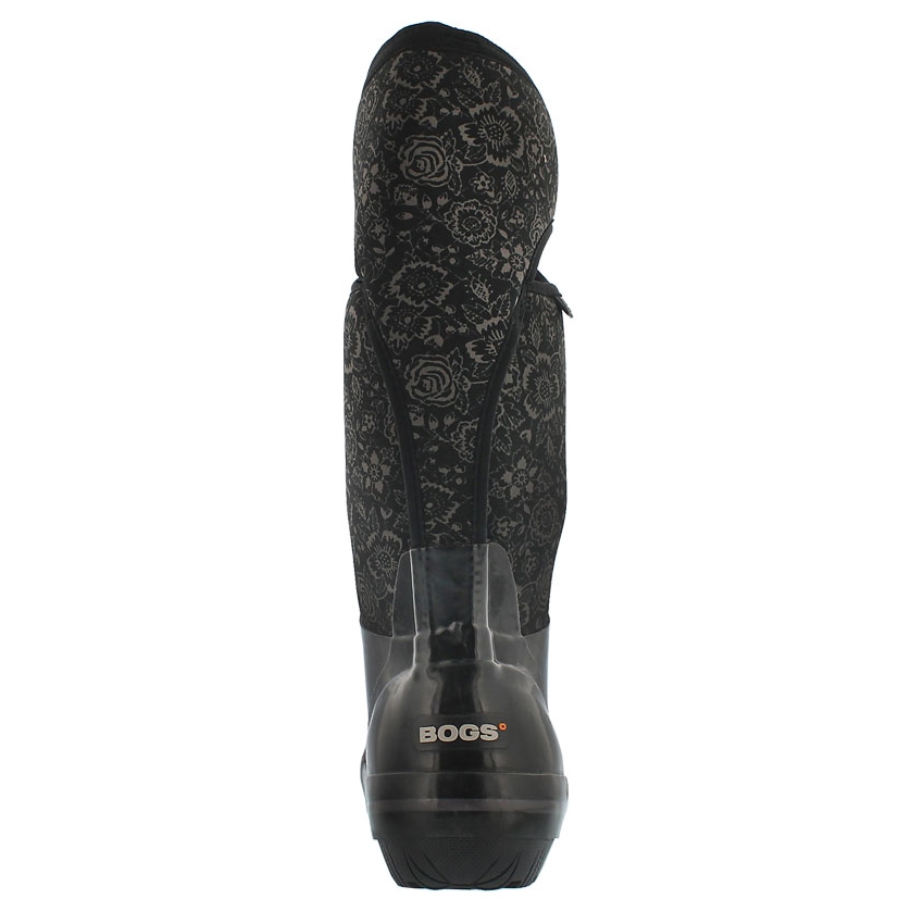 Lds Plims Quilted Floral blk wtpf boot