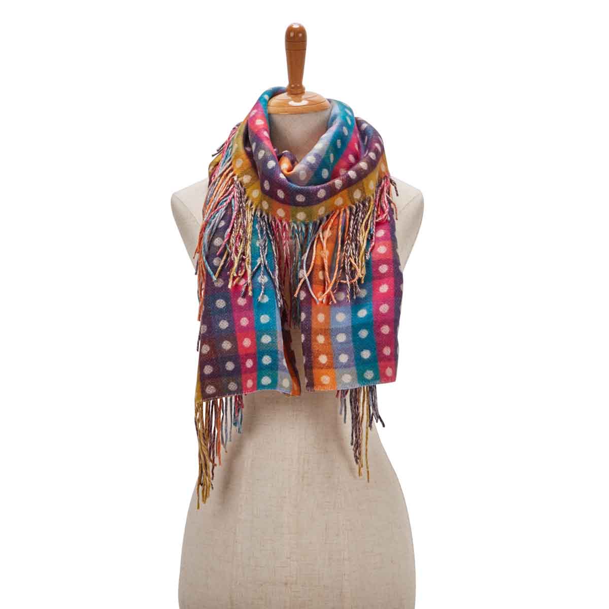Women's SIDE FRINGE COLOR BLOCK multi scarf