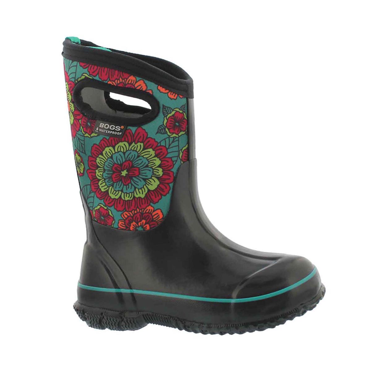Girls' CLASSIC PANSIES blk multi waterproof boots