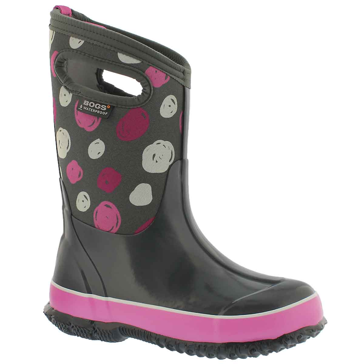 Girls' CLASSIC SKETCHED DOTS grey waterproof boots